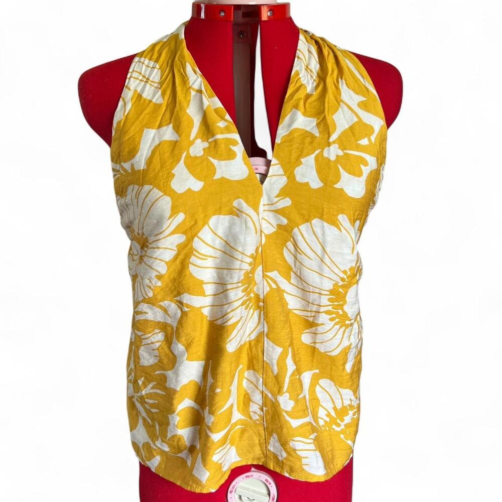 Banana Republic‎ Yellow & White Floral Halter Top  Size Large Y2K Beach Summer